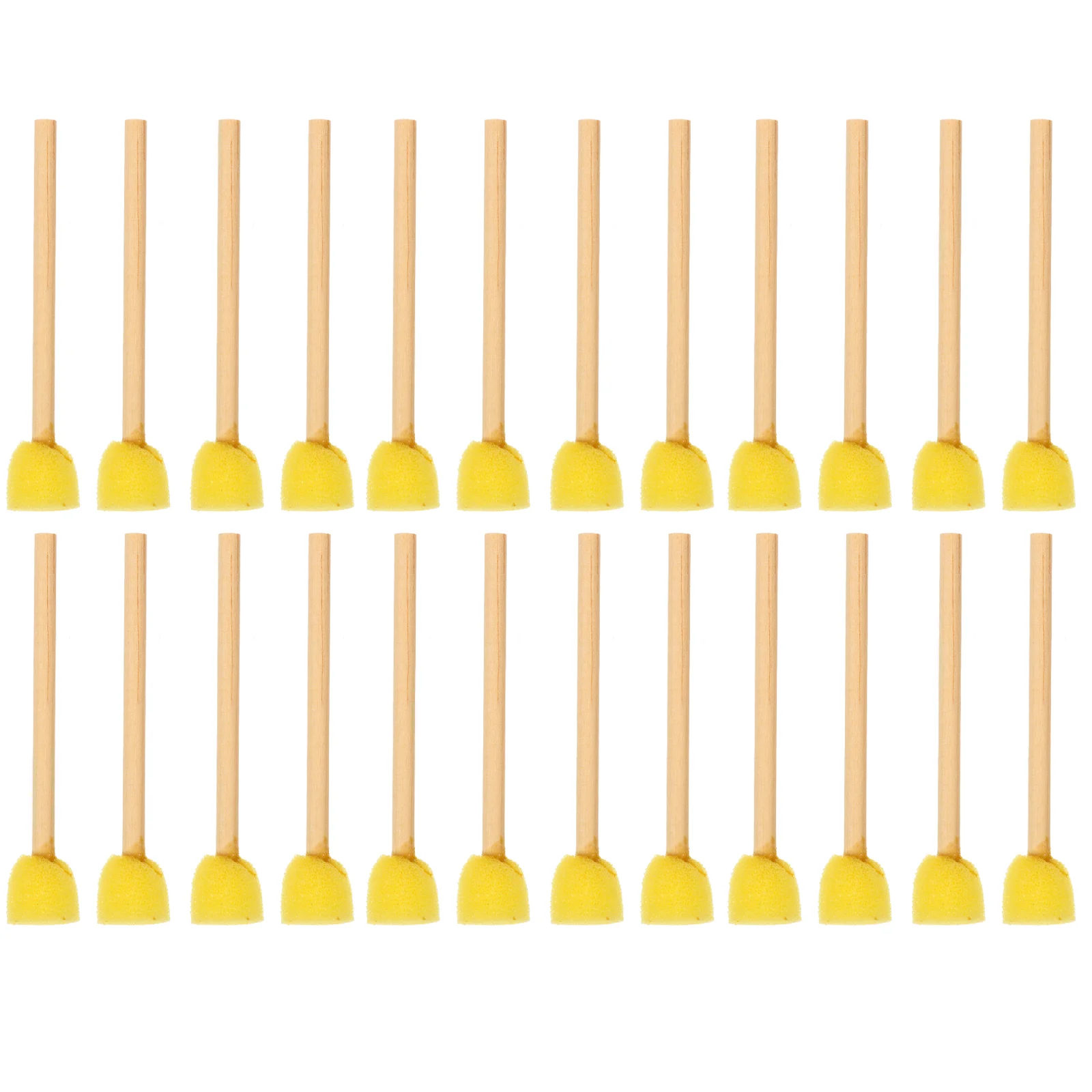 

100 Pcs Sponge Brush Wooden Handle Sea Painting Handles Foam Brushes Flat Sponges Yellow Pen Kids
