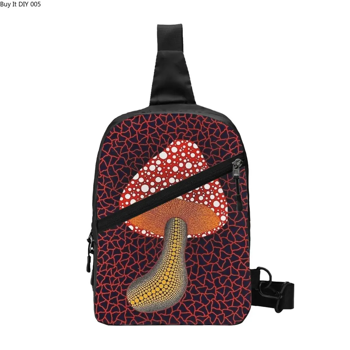 

Модная Сумка-слинг Yayoi Kusama для путешествий, пешего туризма, мужской рюкзак в стиле поп-арт с изображением грибов, нагрудный рюкзак через плечо, рюкзак на плечо