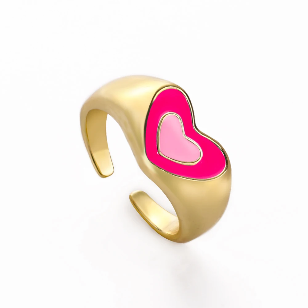 Женское Открытое кольцо с эмалью разноцветное позолоченное регулируемое