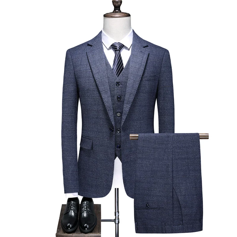 

Boutique 5XL (Блейзер + жилет + брюки) Мужской элегантный деловой Повседневный простой джентльменский костюм в британском стиле костюм-тройка