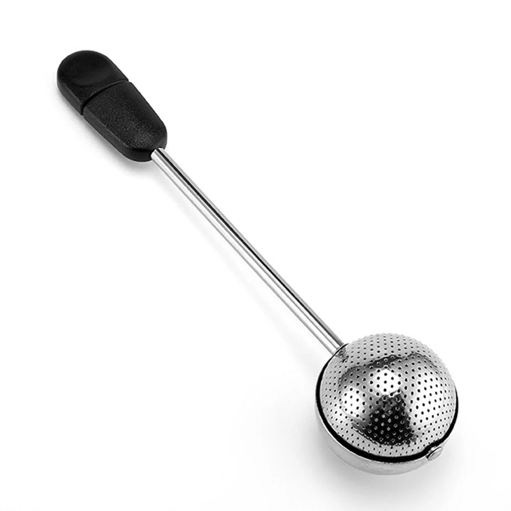 

Black Stainless Steel Fine Mesh Tea Infuser Strainer Mesh Tea Ball Filter Handle Strainer 360 Rotation Infuser Filter