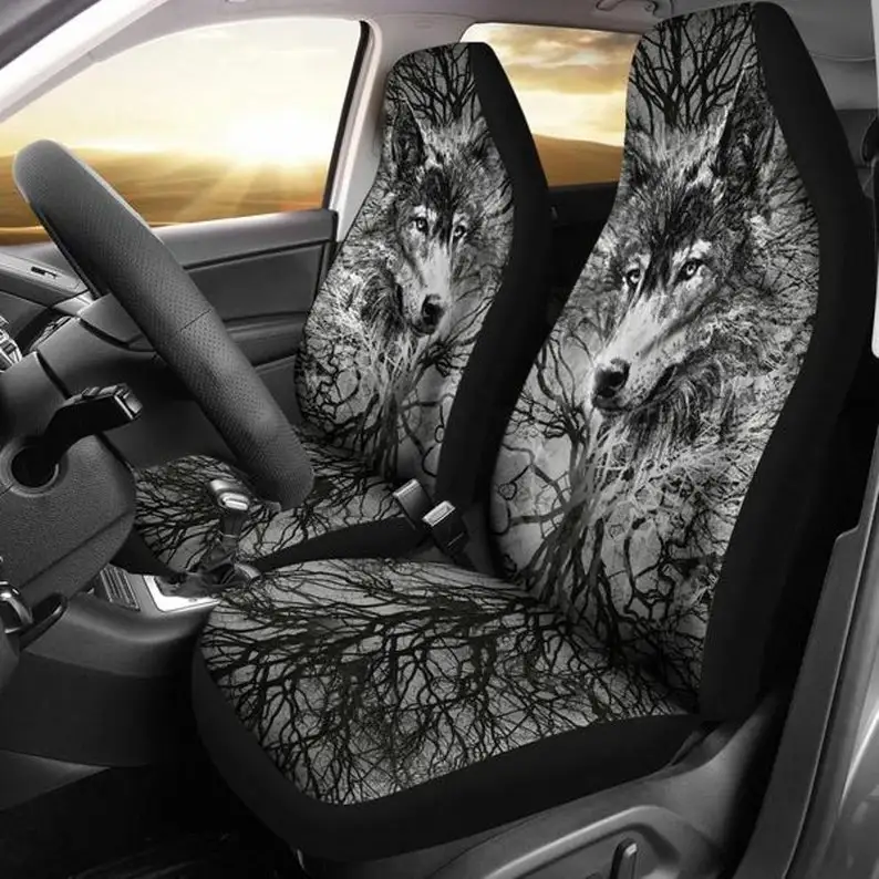 

Wolf Head Tree Grey, Universal Fit Car Seat Cover, Car Accessories, Gift for Her, Custom Seat Covers, Custom Made Cover, Front C