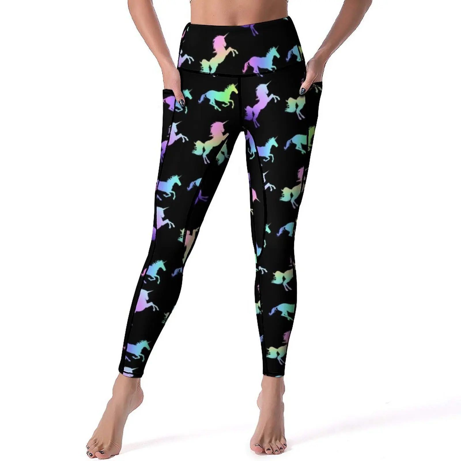 

Rainbow Unicorn Leggings Colorful Animal Print Workout Yoga Pants Push Up Retro Leggins Stretch Design Sports Tights Gift