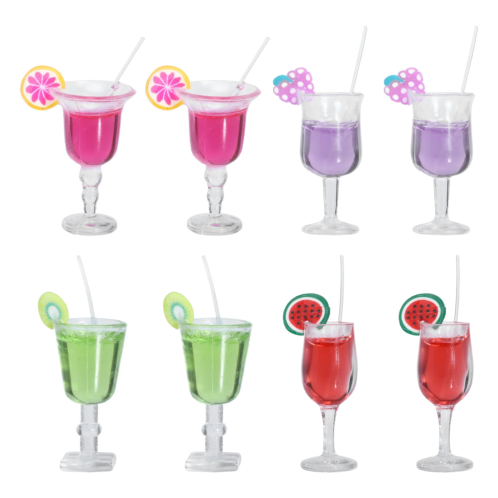 

8 Pcs Fruit Cocktail Miniature Ornament Micro Toys House Accessory Landscape Model Accessories Photography Props Kid Pretend