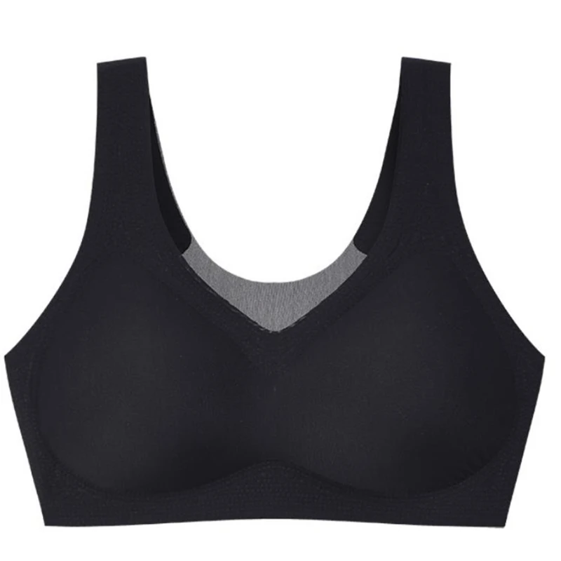 

Women Seamless Mesh Bra Wirefree Push Up Sport Yoga Bralette Solid Underwear