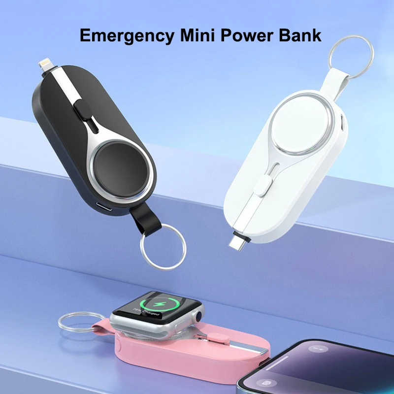 Фото Беспроводное зарядное устройство Mini Power Bank 2-в-1 для iWatch Apple Watch iPhone 16 15 14 13 12 Pro и Xiaomi, внешнее зарядное устройство №1