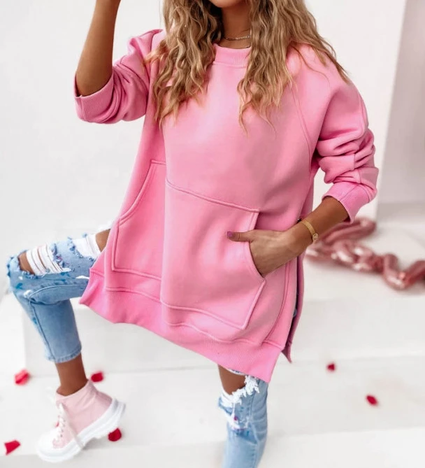 Женский свободный топ с круглым вырезом