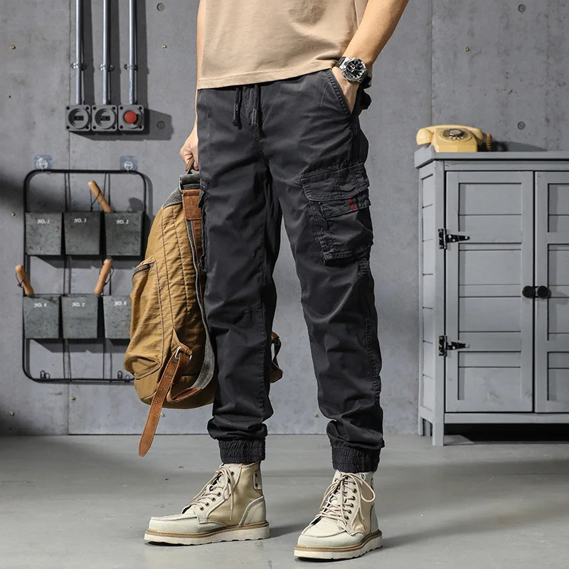 

High Quality Cotton Cargo Pants for Mens Korean Fashion Trends Joggers Outdoor Bottoms Plus Size Tactical Trouser Hiking Clothes