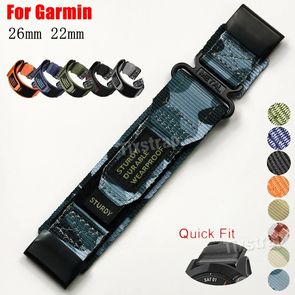 Ремешок нейлоновый спортивный для наручных часов браслет Garmin Тактический 7Pro Fenix 8