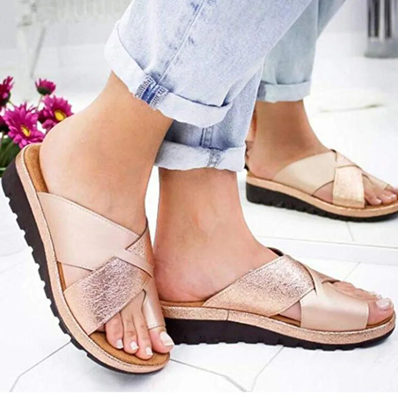 

2022 Summer Women Shoes Slippers Orthopedic Bunion Corrector Comfy Wedge Ladies Sandal Casual Comfortable Beach Shoe Flip Flops