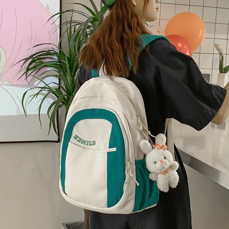 

2022 Patchwork Color Woman Backpack Casual Student Rucksack High Quality Large Capacity Laptop Schoolbag For Teenage Girls Boys