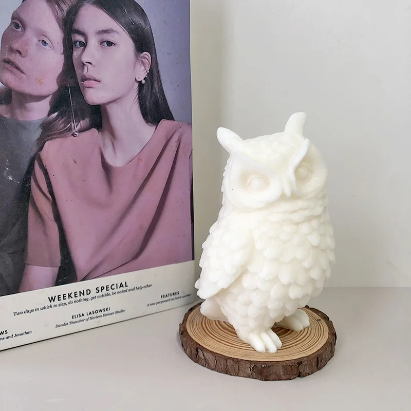 

Big Owl Candle Silicone Mold 3D Owl Candle Plaster Sculpture Decoration Aromatherapy Soap Epoxy Resin Holiday Gift Wax Mold