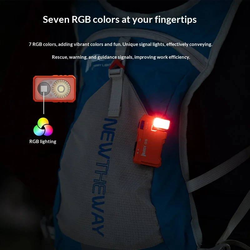 Фото Перезаряжаемый карманный фонарик Wuben G5 EDC с двумя источниками света, мини-фонарик 400 люмен с RGB-подсветкой, портативный фонарик №3