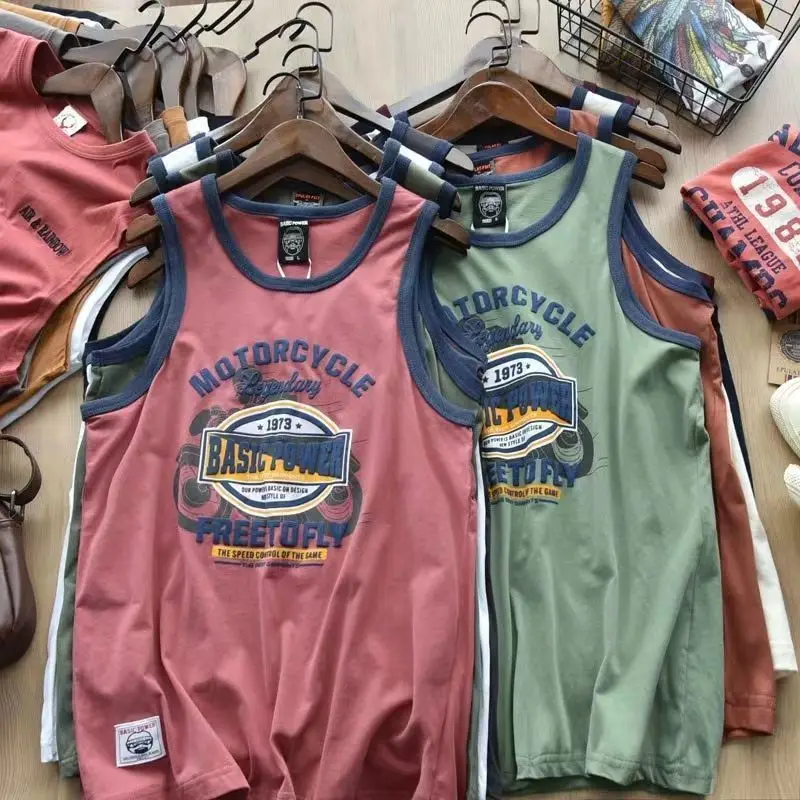 

European and American-style Vest Women's Casual Outer Wear Tide Brand Vest T-shirt Men's Summer Hong Kong Style Large Size Thin