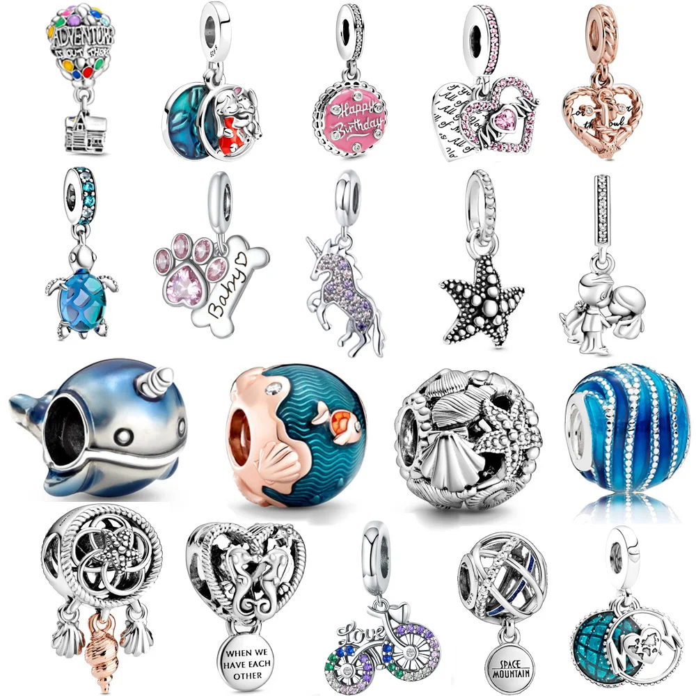 

2021 New 925 Sterling Silver Turtle Starfish Shells Dolphin Dangle Bead fit Original Pandora Charms Bracelet DIY Women Jewelry