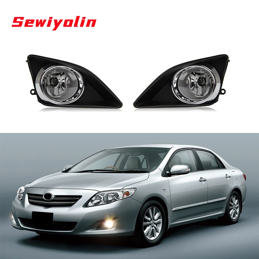 

Car Fog Light Front Halogen Bumper Lamp For Toyota Corolla Altis 2008-2010 Wires Switch Chrome Cover ABS Angel Eyes
