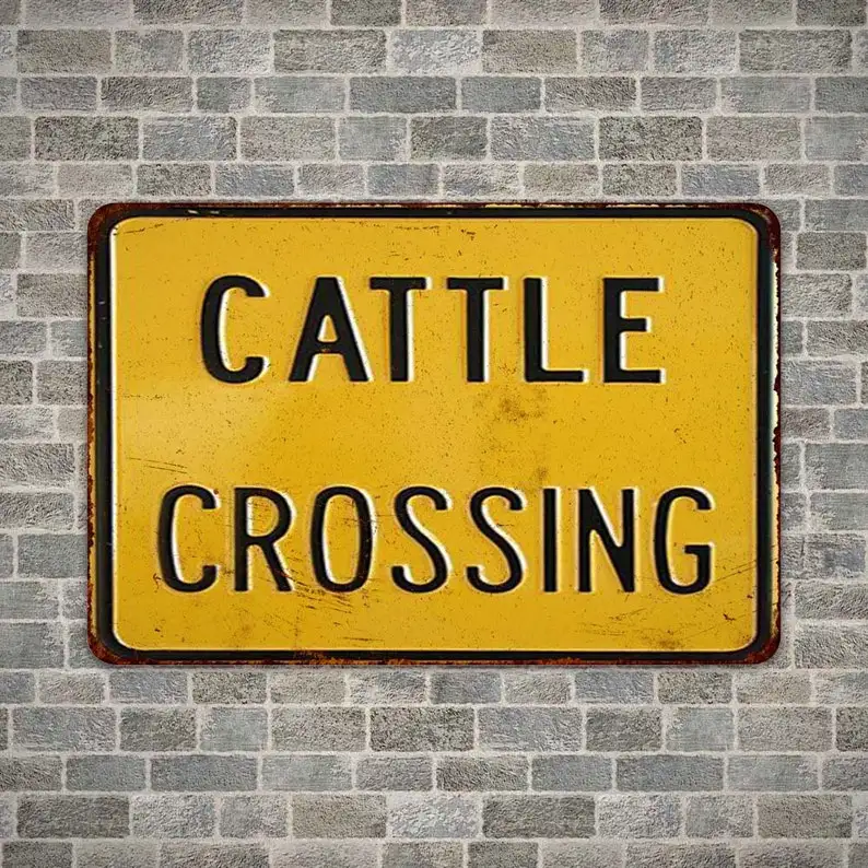 

Cattle Crossing Metal Sign Wall Decor 108120067031