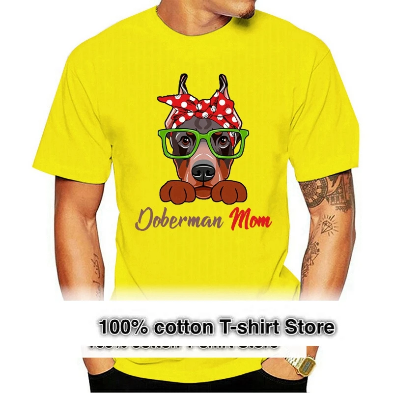 

Doberman Mom T Shirt Create Plus Size 5xl Fit Spring Funny Casual Trend Vintage Cotton Shirt
