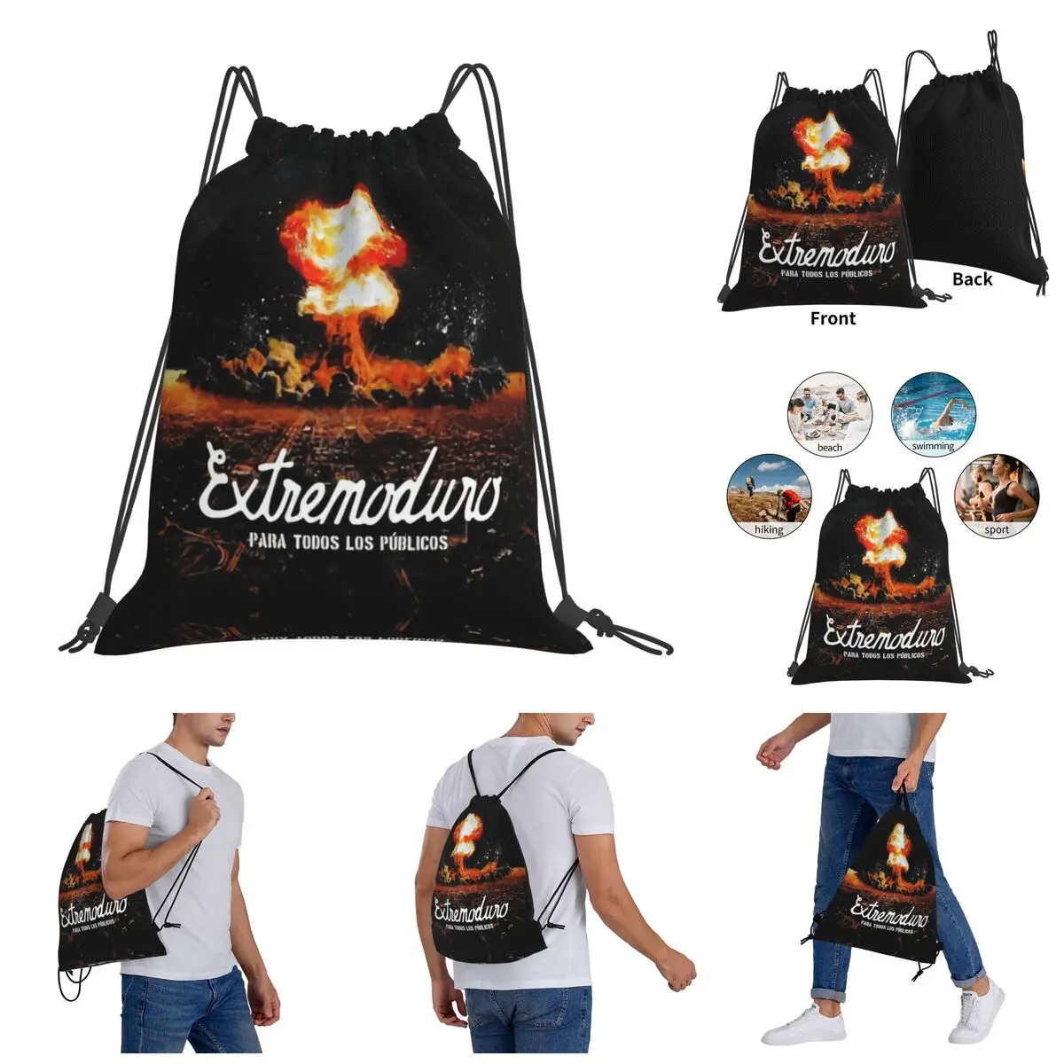 

Knapsack Extremoduro, Nuevas Entradas Humor Unique Drawstring Bags Gym Bag Backpack