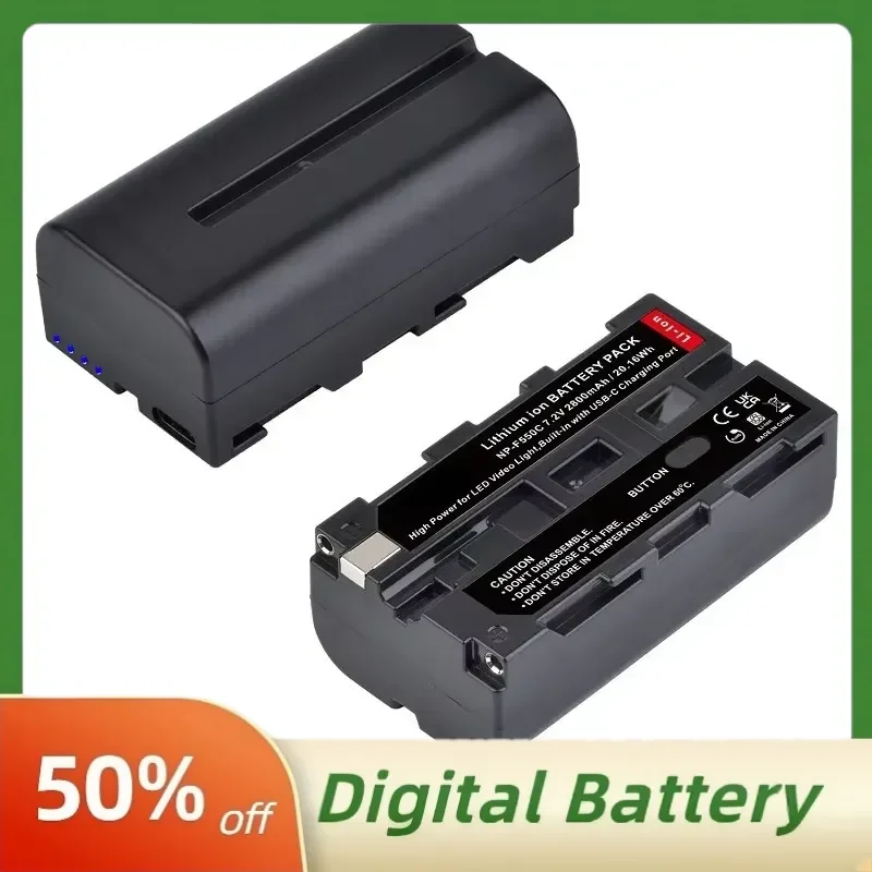 Фото Аккумулятор NP-F550C NP-F550 F570 7.2В 2800мАч с портом быстрой зарядки USB-C для светодиодных видеосветильников Godox и LED-панелей №5
