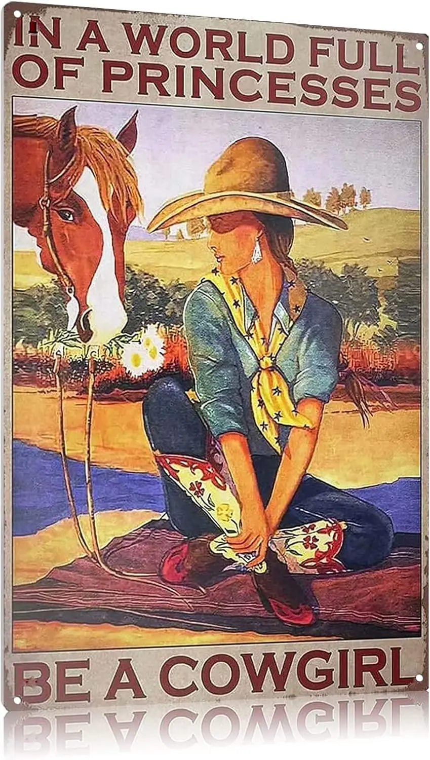 Vntge Retro Collectble tn Sgn - Be Cowgrl -Wll Decorton 8x12 nch Плакат Home br Resturnt Grge Cfe rt Metl Gft