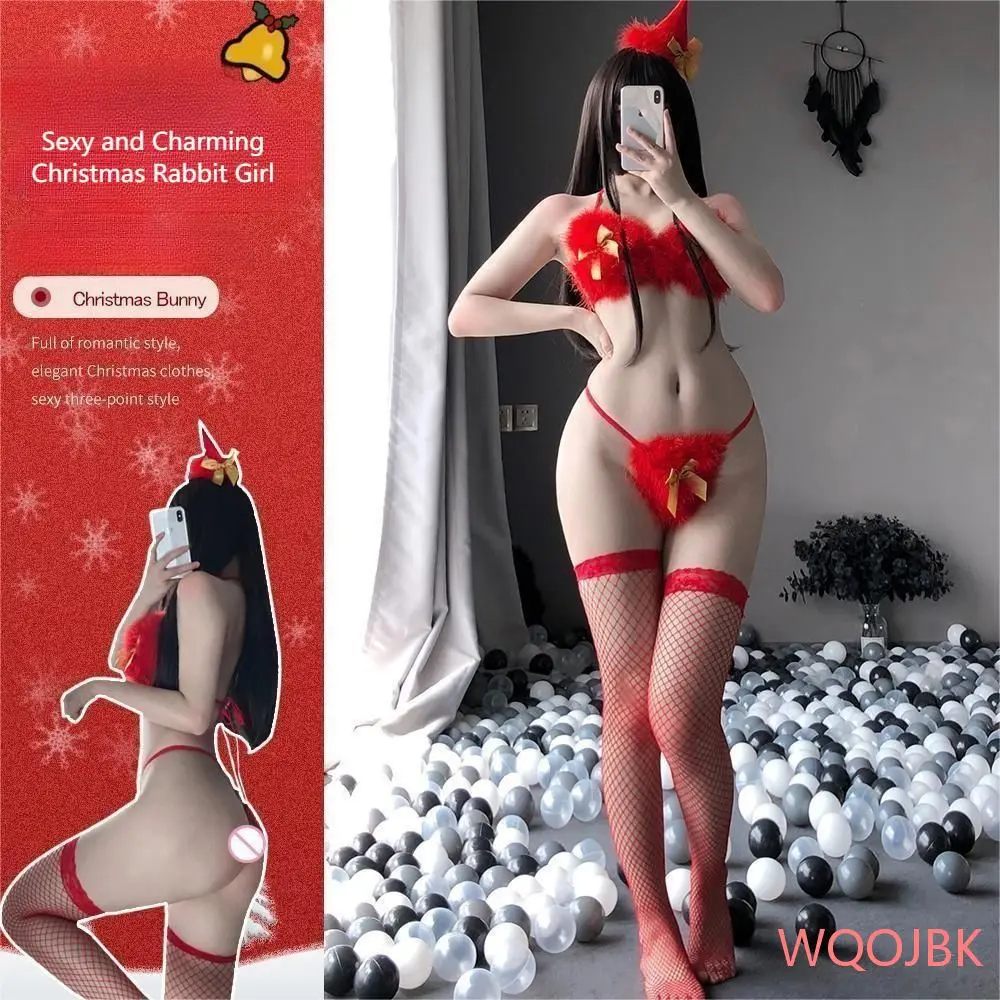 

WQOJBK женское сексуальное нижнее белье для ролевых игр, рождественское платье, симпатичный чистый раздельный бюстгальтер, искушение
