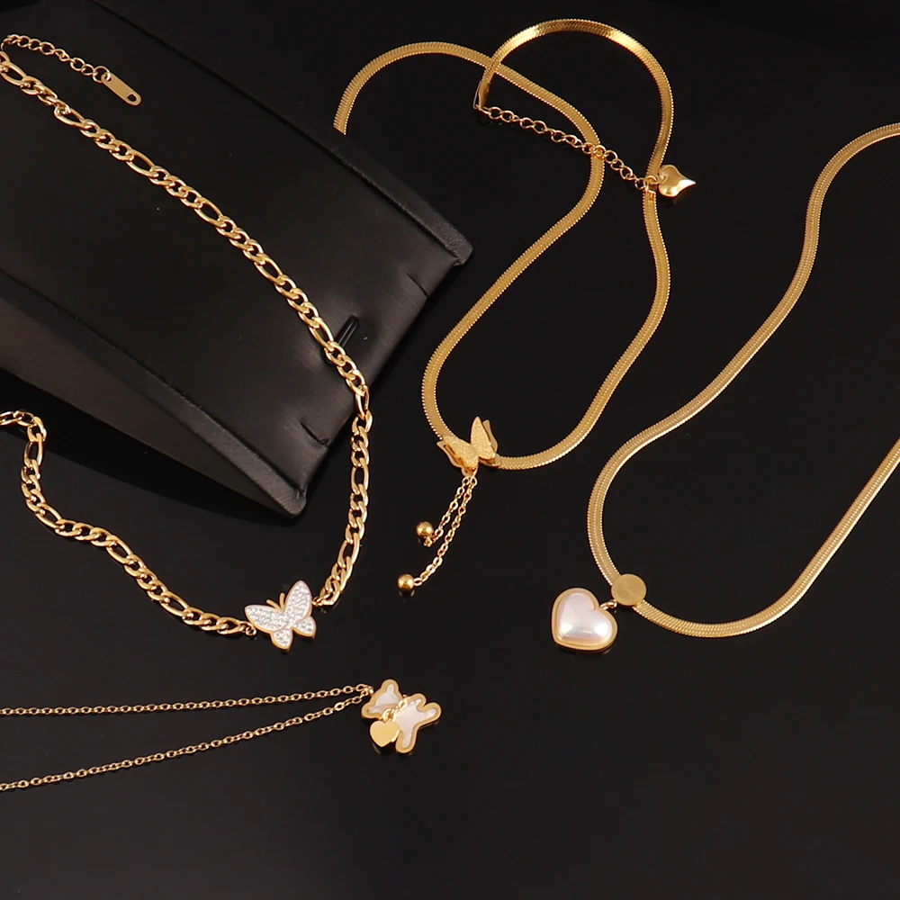 Женское колье с подвеской-бабочкой из нержавеющей стали