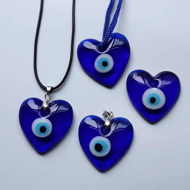 

Fashion Popular Devil Eye Turkey Blue Glass Pendant Necklace Simple Wax Line Necklace