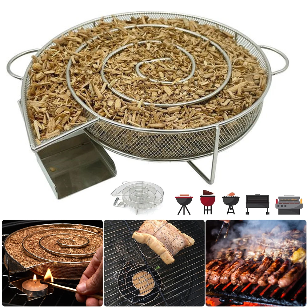 

Bbq Tools Cold Smoke Generator For BBQ Grill Or Smoker Wood Dust Hot Cold Stainless Smoking Salmon Meat Burn Cooking