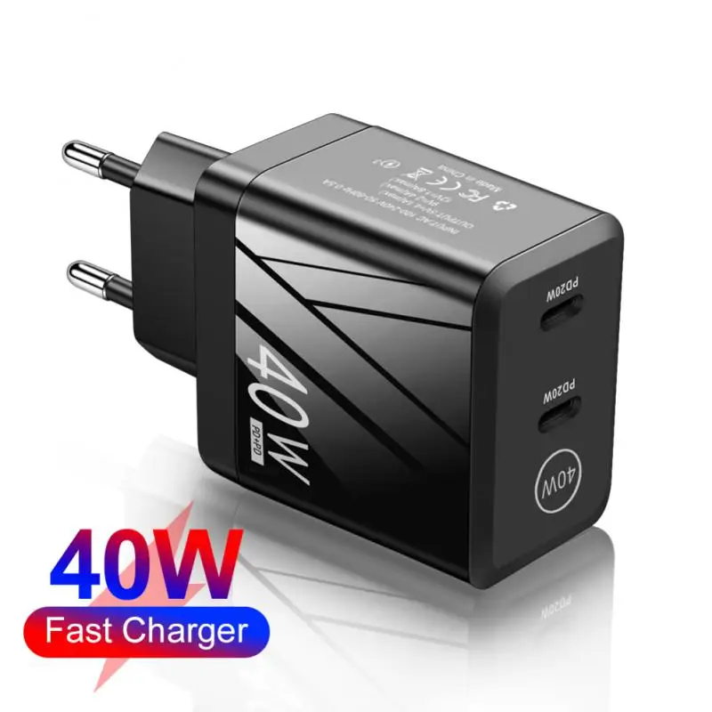 

PD 40W USB Charger QC 3.0 Type C Fast Charging Mobile Phone Power Adapter 2 Port USB C Charger for iPhone 14 Xiaomi Samsung