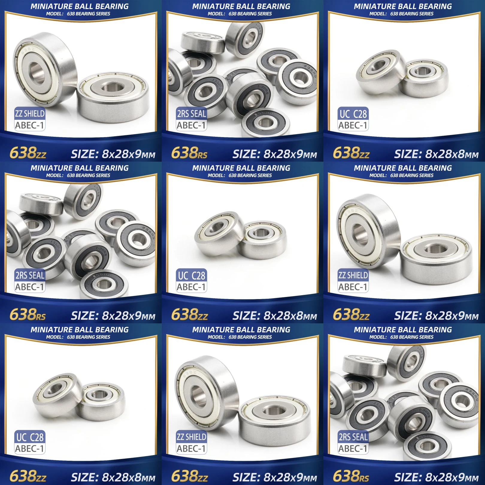 Фото FUSHI 638ZZ 638 2RS подшипник 8x28x9 мм 10 шт. 638 ZZ 638 RS UC638 ZZ подшипник для сильных промышленных двигателей высокая скорость №1