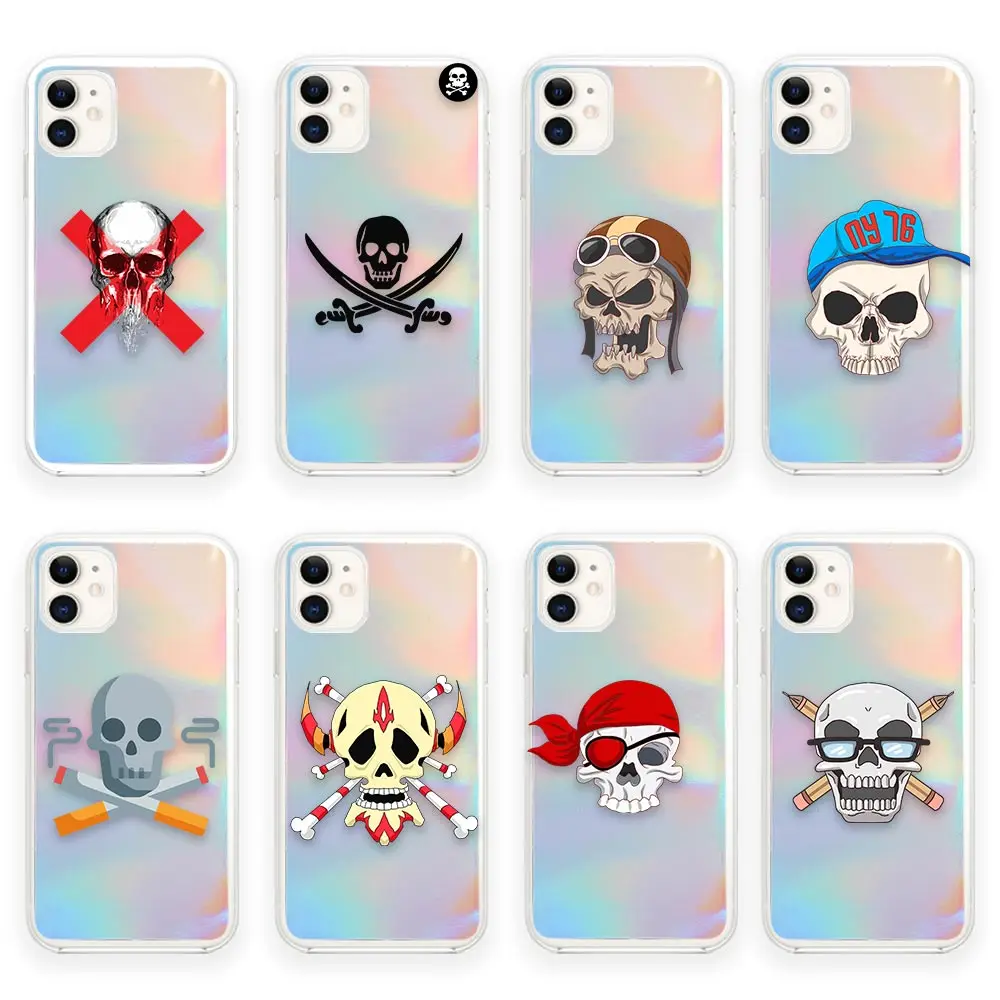 

Painted Sexy Skull Bones Laser Clear Fundas Coques Case for iPhone Apple 14 13 12 11 SE X XR XS 8 7 6 6S Pro Mini Max Plus Case