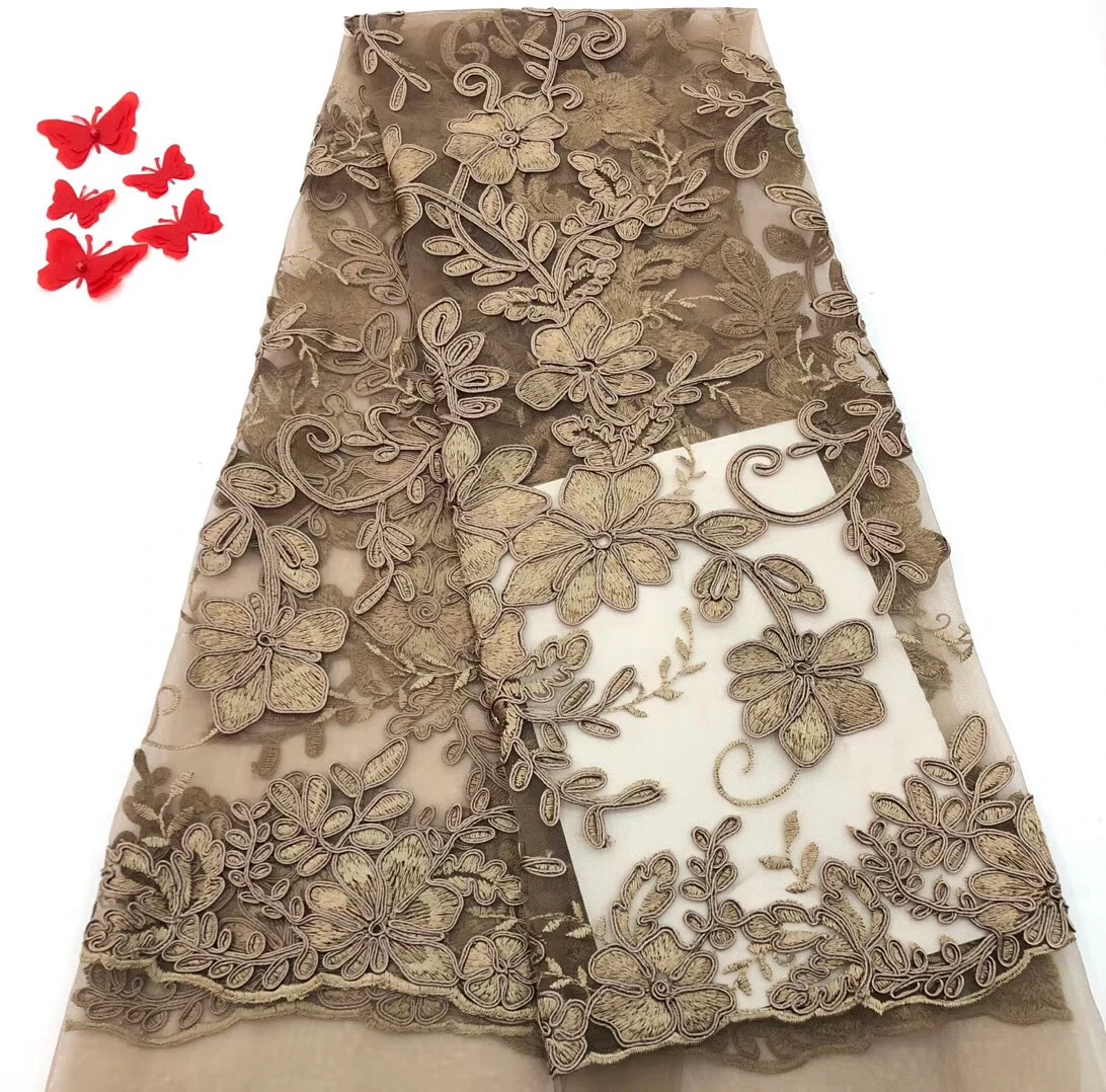 

Free shipping,5yard/lot latest african cord lace fabrics high quality 2021 french lace with Beads trims for clothing