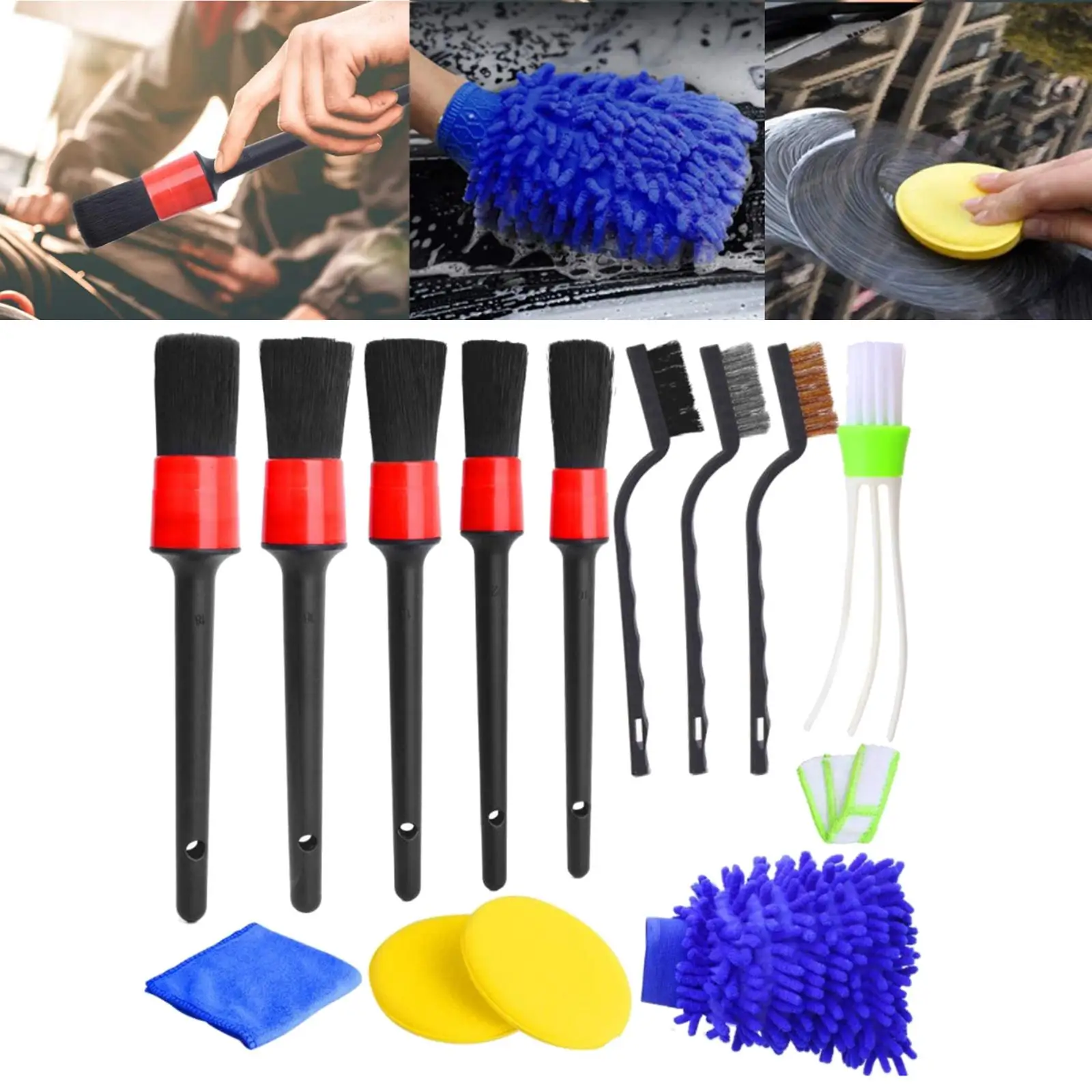 

13Pieces Car Cleaning Brush Set for Cleaning Wheels Tire Interior Exterior Cleaning Car Motorcycle Automotive Cleaning Wheels