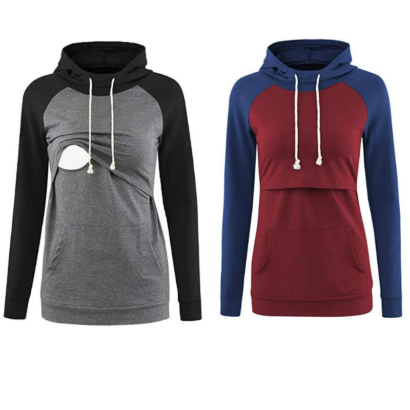 

Pregnancy Women Breastfeeding Maternity Clothing Tops Nursing Hooded Lactation Clothes For Pregnant Sweatshirt Large Size Shirts