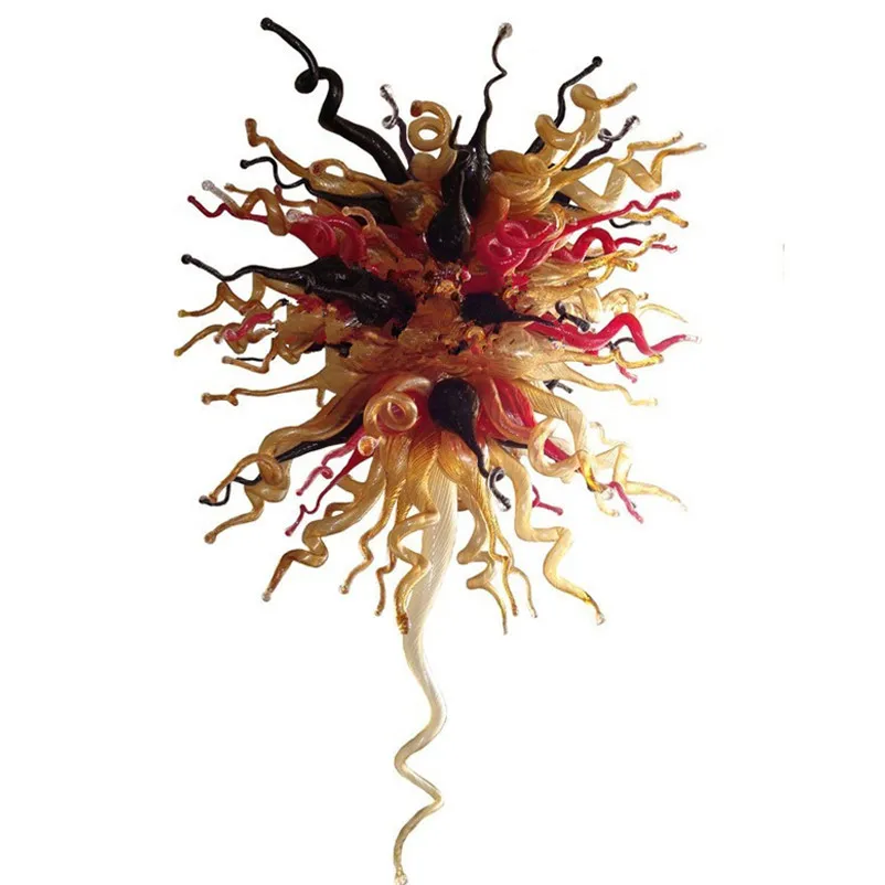 

Современная светодиодная Подвесная лампа янтарного, красного, черного цвета, ручная работа, стеклянные люстры, освещение 36 дюймов