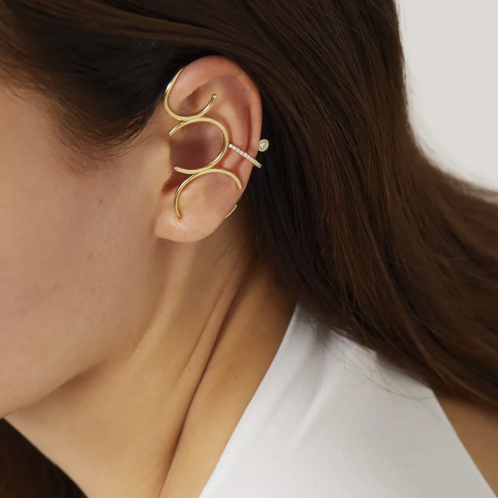 

1Pcs Creative Geometry Zircon Drop Earrings For Women Fashion Simple Long Ear Bone Pin Clip Earrings Ladies Jewelry Wholesale