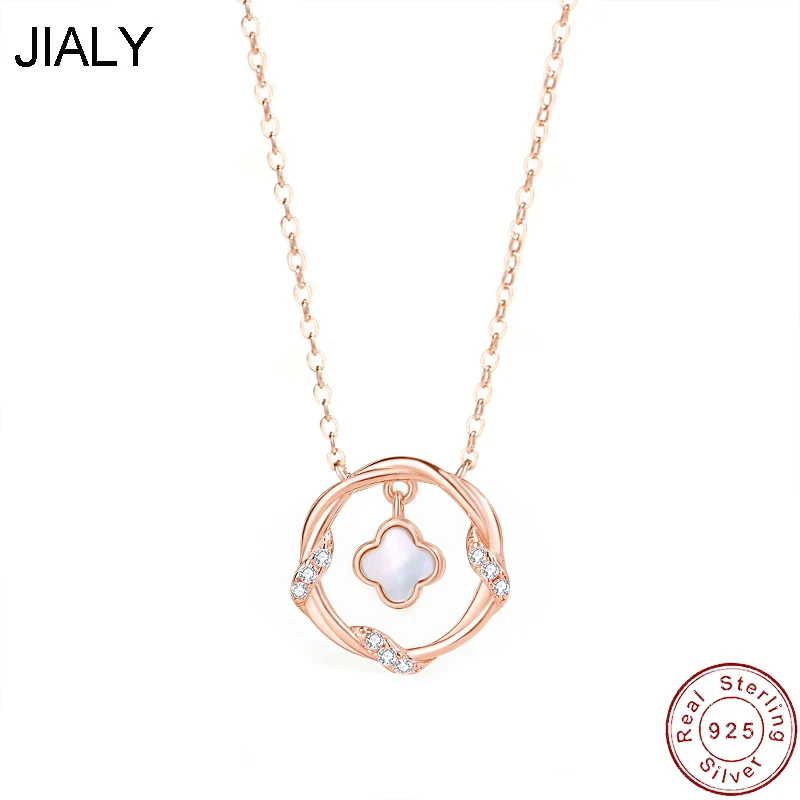

JIALY AAA CZ Lucky Leaves S925 Sterling Silver Necklace Clavicle Chain For Women Birthday Party Gift Jewelry