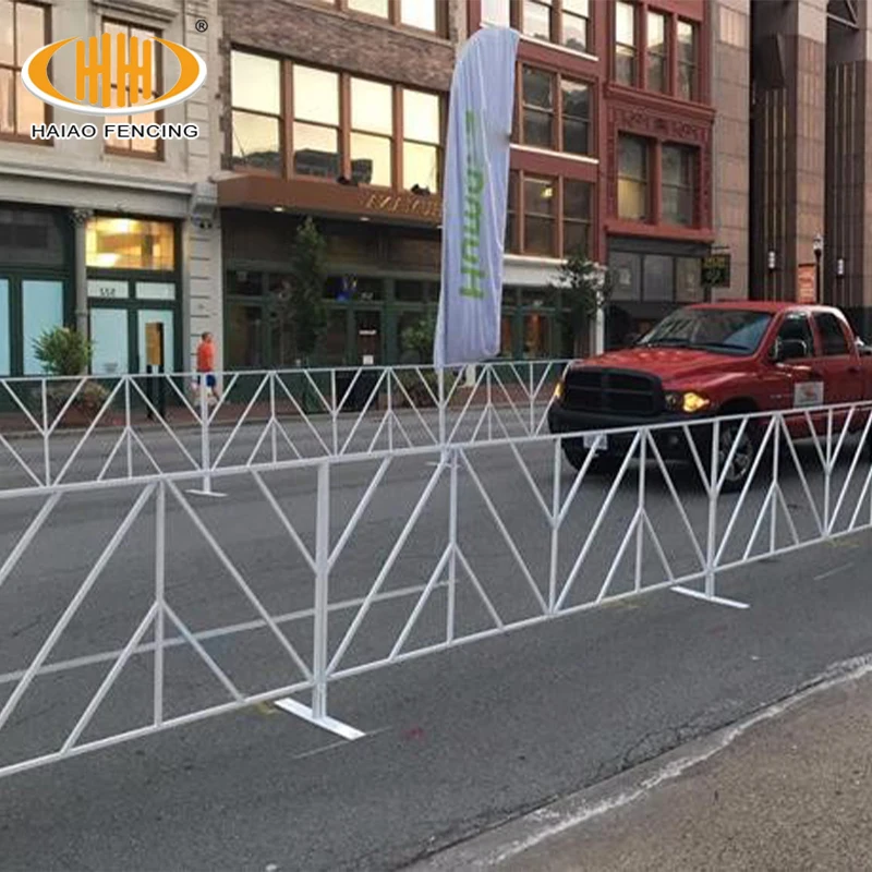 Фото Custom.HAIAO Оцинкованная сталь Защитный барьер с плоской ногой Элегантный дизайн Французский дорожный барьер Баррикада с контролем толпы №5
