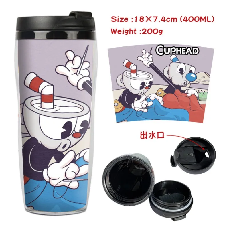 Фото Горячая распродажа: Милая бутылка для воды Cuphead в стиле аниме, мультяшная, для школы, спорта и активного отдыха, отличный подарок №1