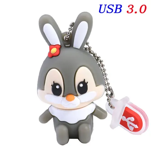 Флэш-накопители JASTER USB 3,0, 64 ГБ, милый кролик, карта памяти 32 Гб, креативный подарок для детей, флэш-накопитель 16 ГБ, мультяшный Бесплатный брелок 8 Гб