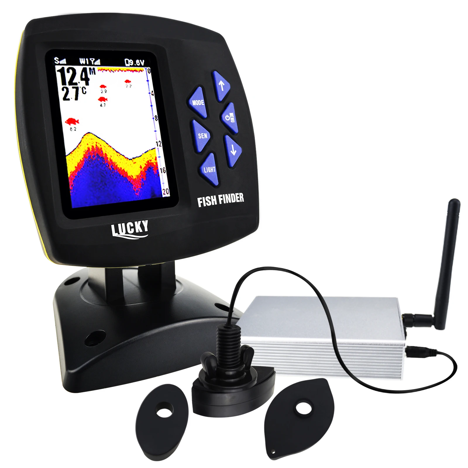 

LUCKY Fishfinder 300m/ 980ft Fishing Wireless Operating Range 100m Depth Range w/ Zoom Function Boat Fish Finder