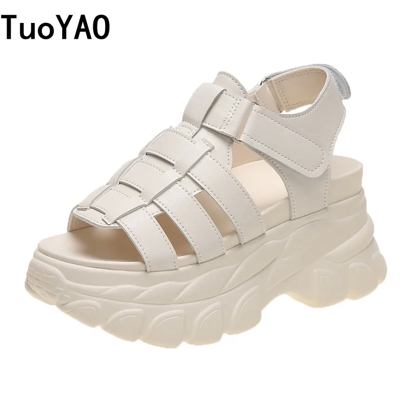 

Женские босоножки на высоком каблуке, сандалии на танкетке 8 см, массивные туфли на платформе, Новинка лета 2022