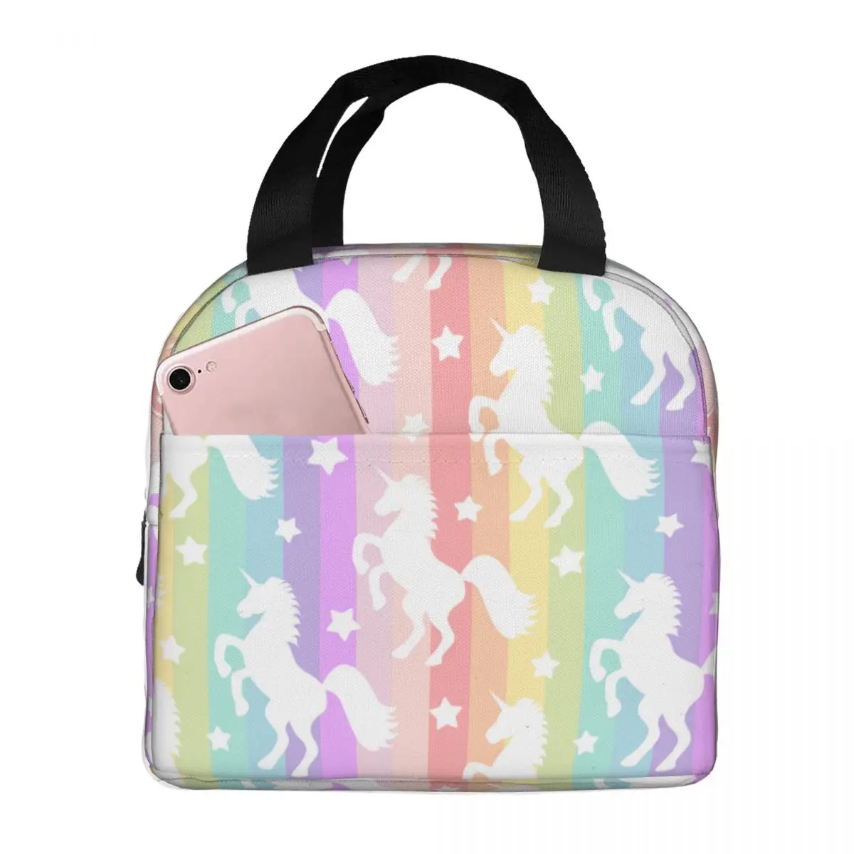 Lunch Bag for Women Kids Rainbow Unicorn Insulated Cooler Bag Waterproof Picnic Canvas Tote Food Storage Bags