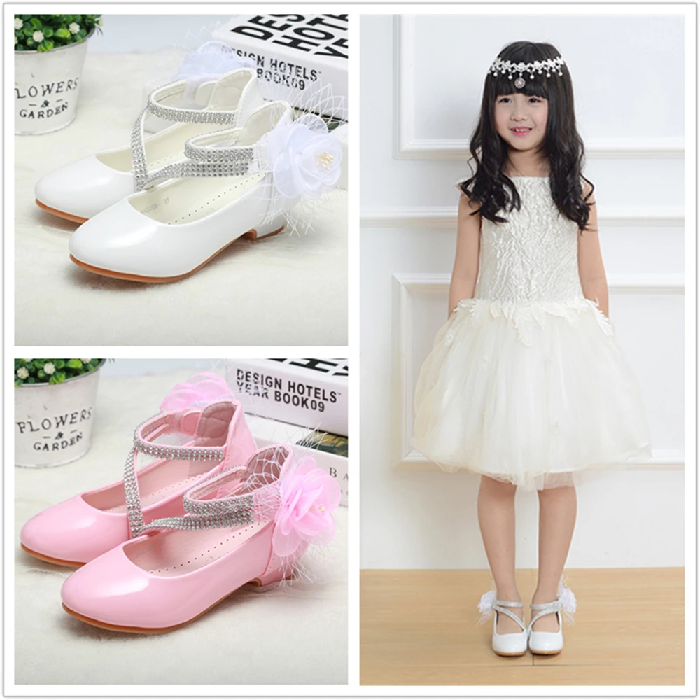 

Children Leather High Heel Round Toe Closed Toe Shoes Big Girl Pageant Wedding Bridesmaid Dance Princess Dress Shoes 708-2