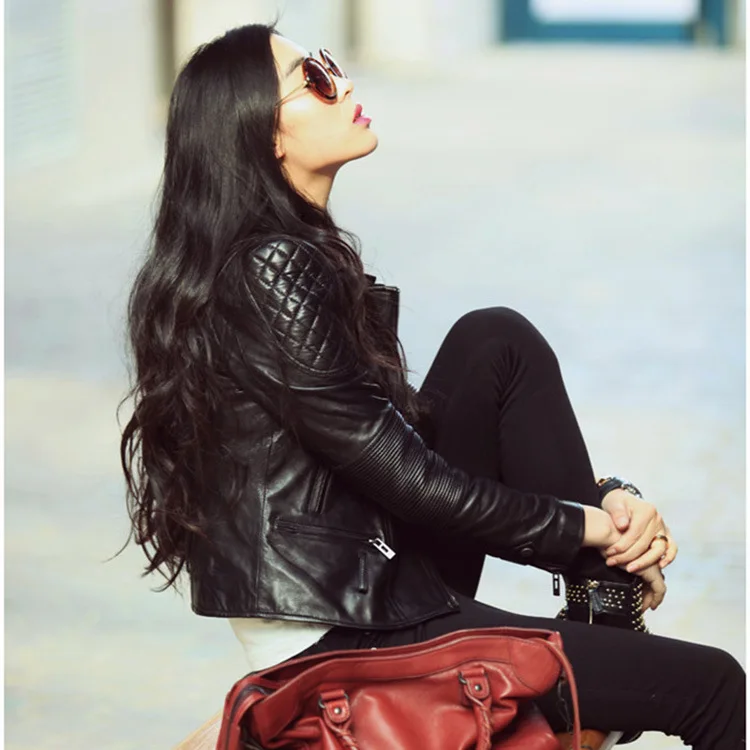 2023 Spring and autumn new women's belt small leather coat short leather jacket fashion coat