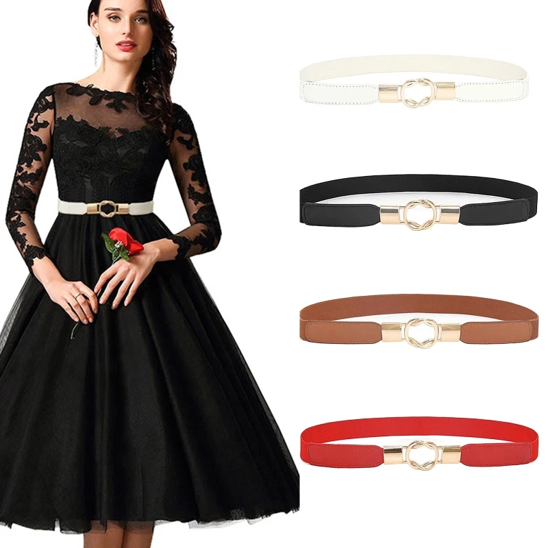 

Women Fashion Elasticity Waist Strap Multi Color Belt All-match Coat Dress Ladies Thin Harajuku Formal Waistband