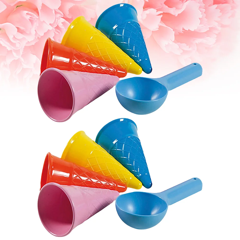 

10 Pcs Ice Cream Cone Scoop Sets Kidcraft Playset Kids Beach Toys For Kidss Sand Egg Roll