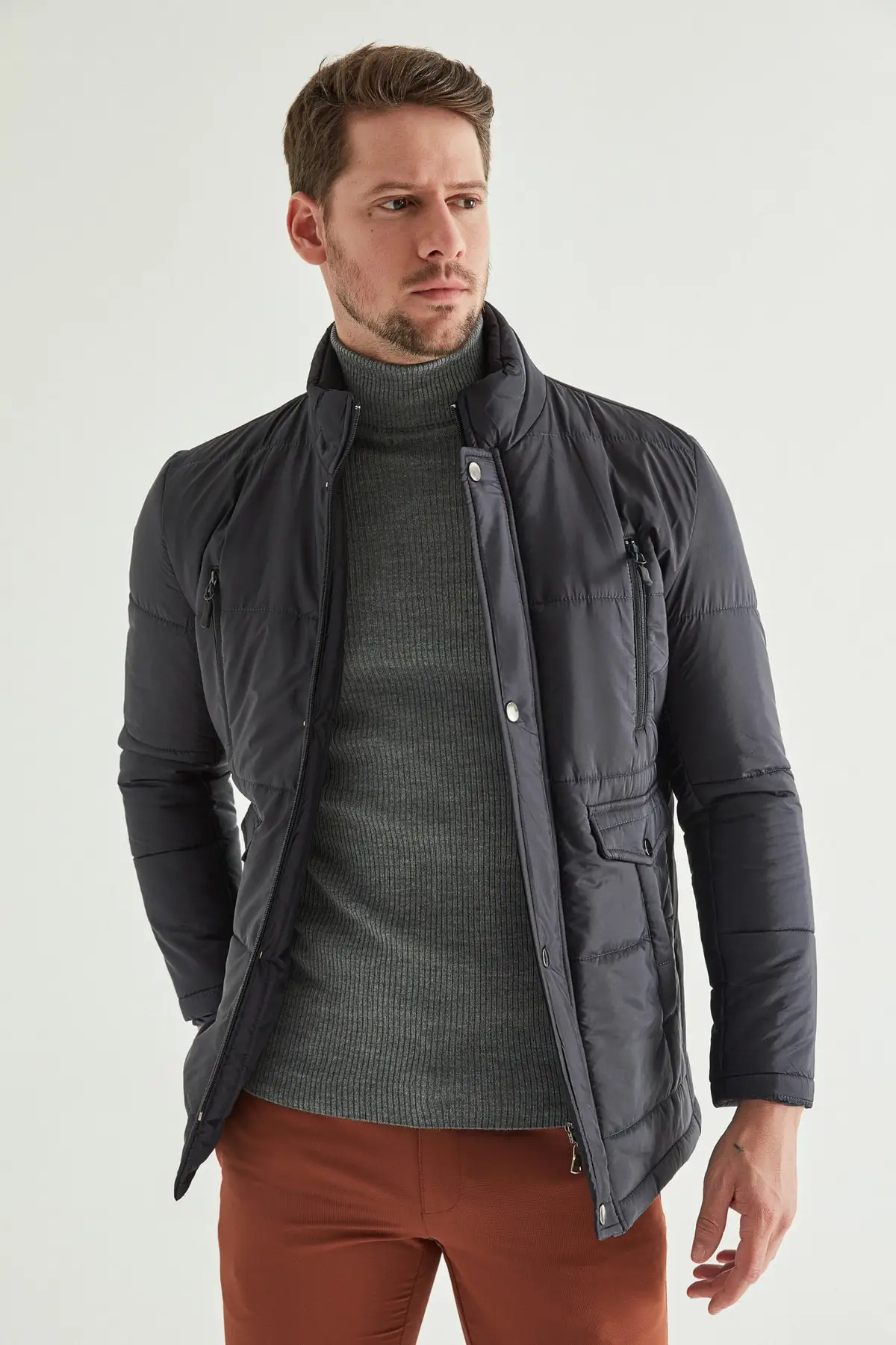 

Regular Fit Navy Blue Coat