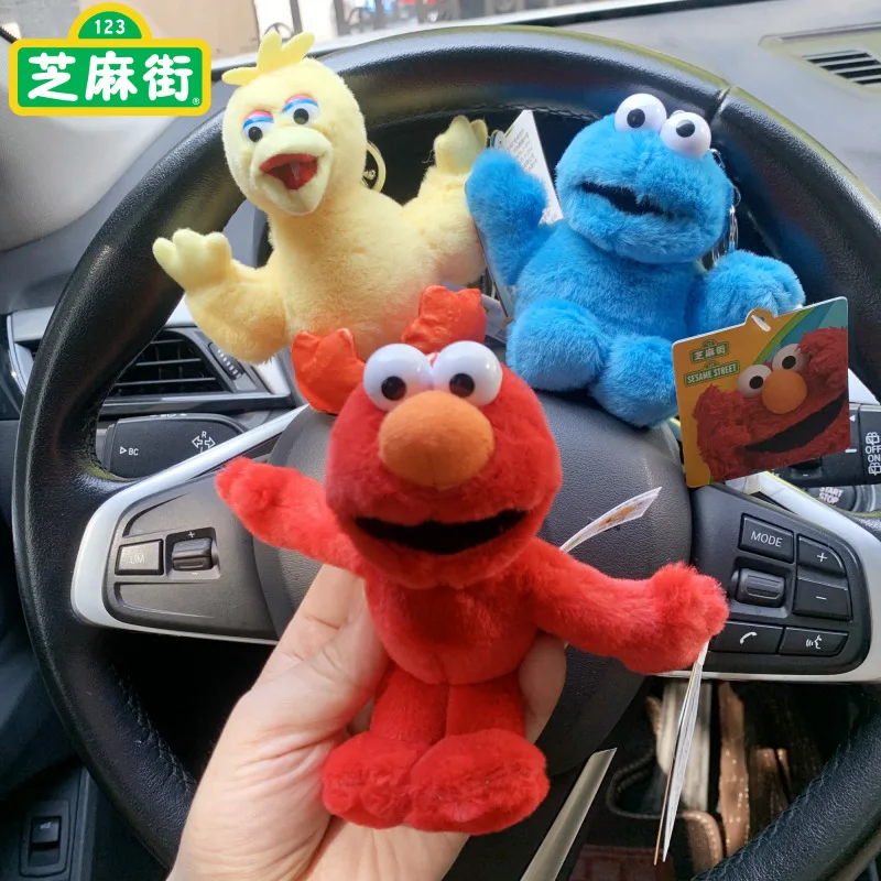 Sesame Street Plush Pendant Soft Keychain Stuffed Animal Backpack Keyring Elmo Cookie Monster Big Bird Ernie Kids Birthday Gift